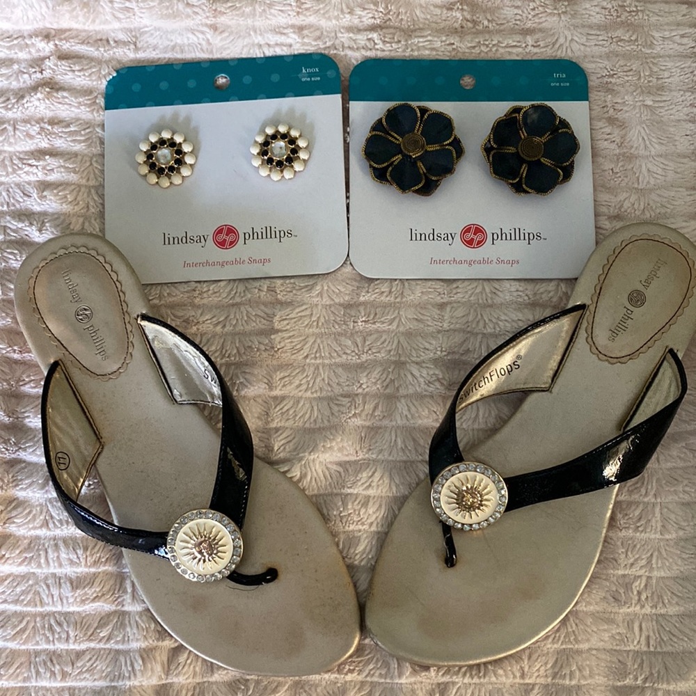 Lindsay Phillips SwitchFlops size 11 + 2 extra sets of Snaps